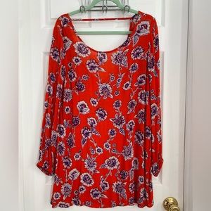 Billabong Floral Bell Sleeve Mini Dress